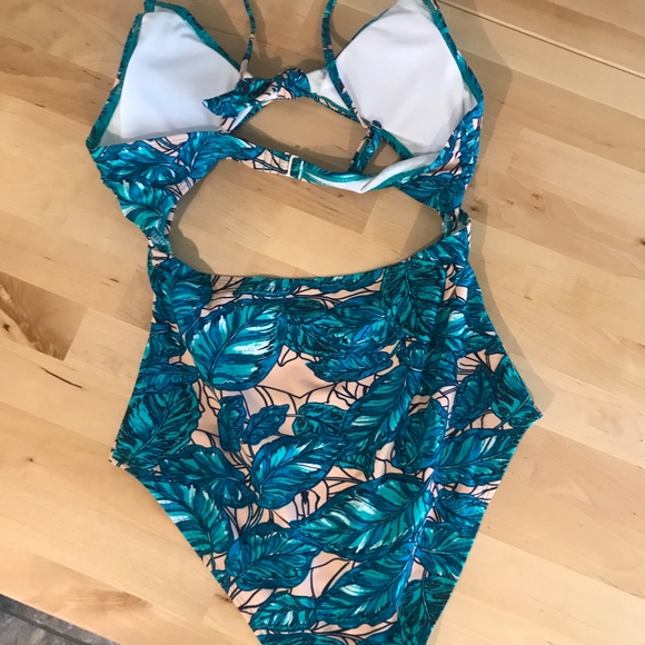 Blue Floral One Piece Bikini - Picture 3 of 5